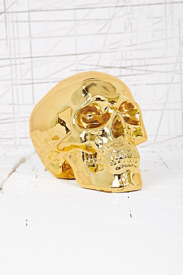 gold Spardose Totenkopf Spardose Deko Skull Metallic gold glänzend 