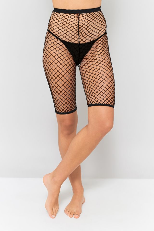 High rise hot sale fishnet shorts