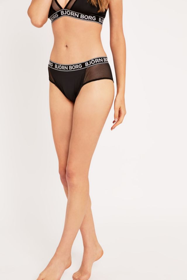 Nest partitie Malen Bjorn Borg Iconic Mesh Mix Cheeky Black Knickers | Urban Outfitters UK