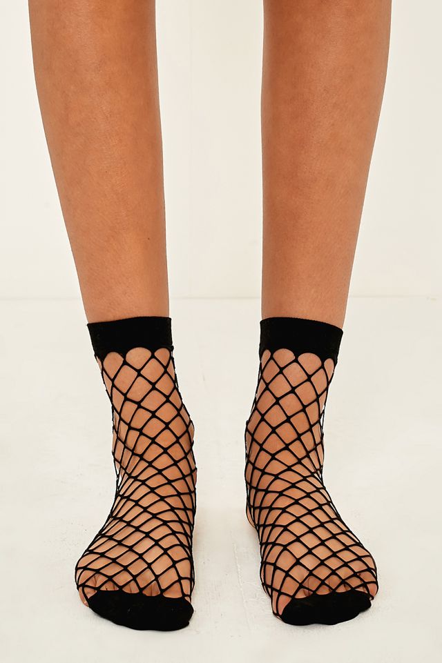 Wide Mesh Fishnet Crew Socks #1