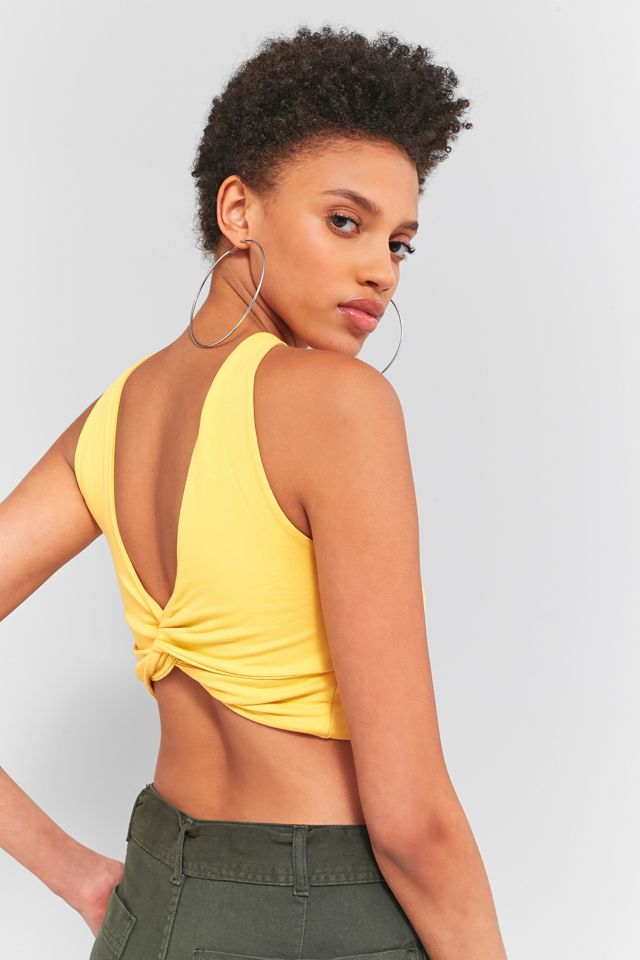 Claro antes del amarillo oscuro Twist Back Crop Top #1