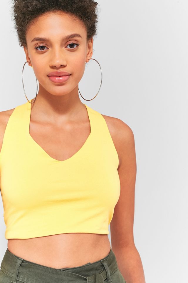 Claro antes del amarillo oscuro Twist Back Crop Top #2