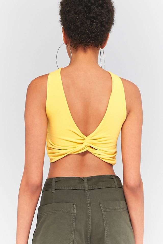 Claro antes del amarillo oscuro Twist Back Crop Top #3