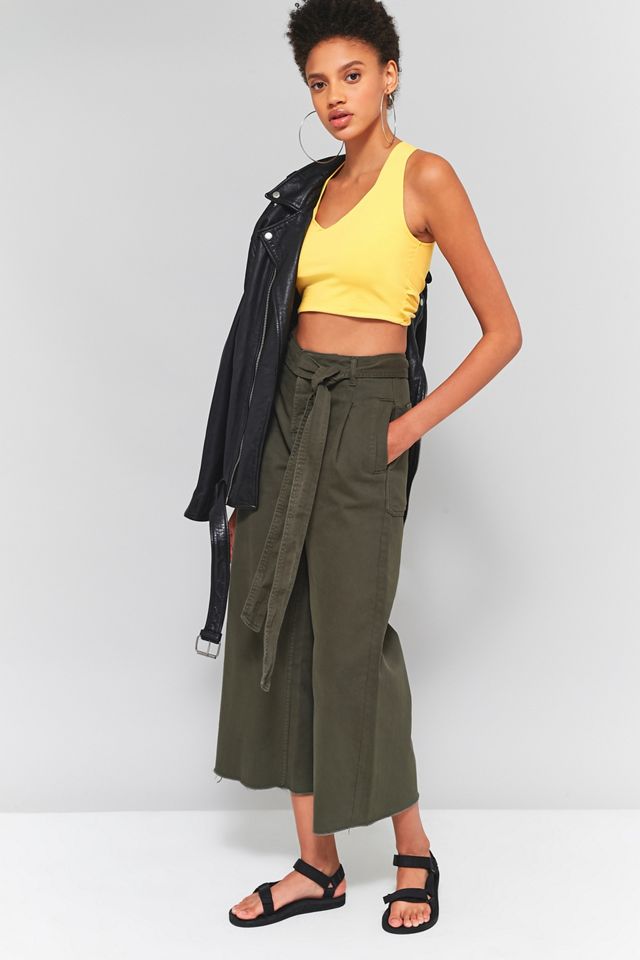 Claro antes del amarillo oscuro Twist Back Crop Top #4