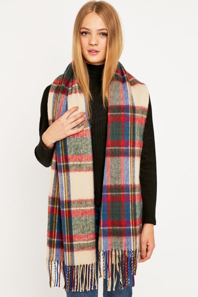 Brushed Cream Blanket Scarf | Urban Outfitters UK