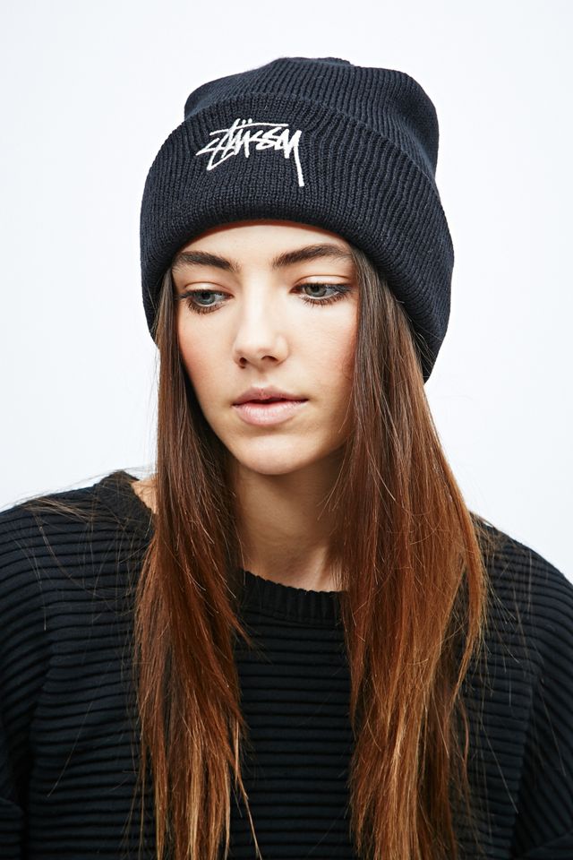 Stussy Stock Cuff Beanie in Black Urban Outfitters UK