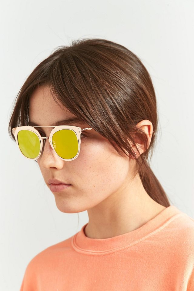 Sonnenbrille mit Oversized-Augenbrauensteg und verspiegelten Gläsern #1