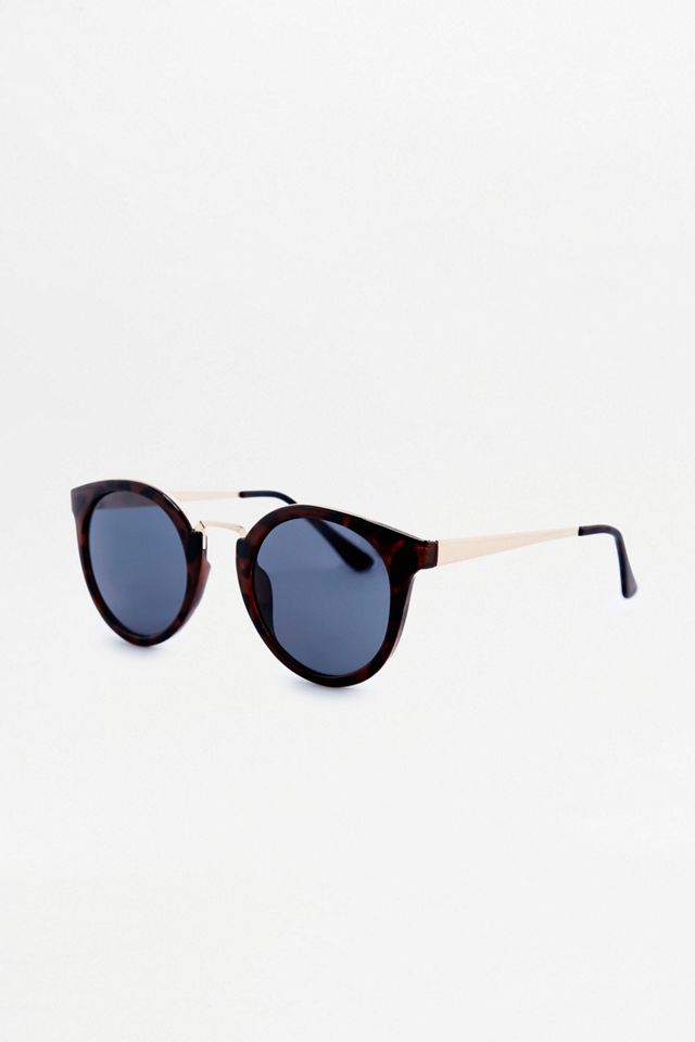 Lunettes de soleil preppy rondes or et écailles #1