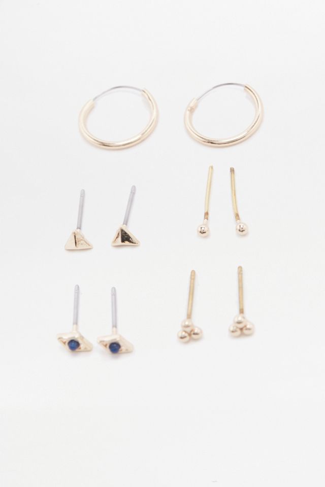 Lot de multiples créoles et clous d'oreilles triangle #1