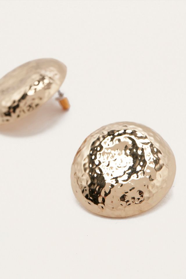 Large Textured Circle Stud Earrings #1