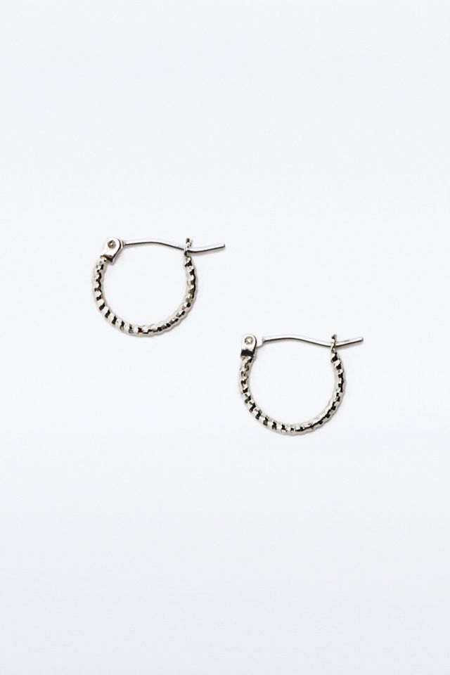 Mini Facet Silver Hoop Earrings #1