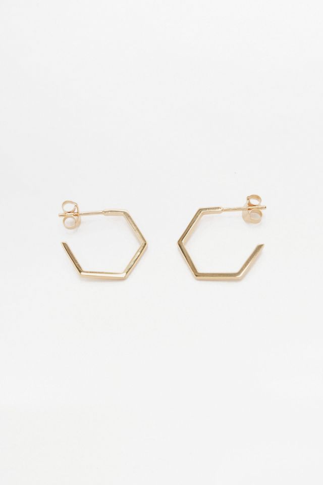 Rachel Jackson London Hexagon Gold Large Hoop Earrings | Urban ...