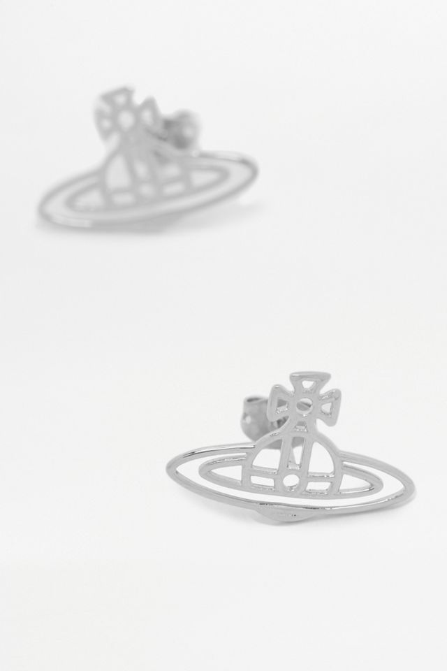 Vivienne Westwood Líneas Finas Orbe Plano Pendientes de Tachuelas #2