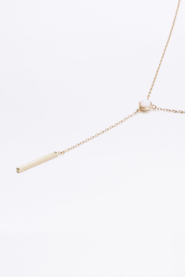 Opal and Bar Lariat Necklace #1