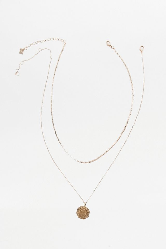 Vintage Square Charm Necklace 2-Pack #1