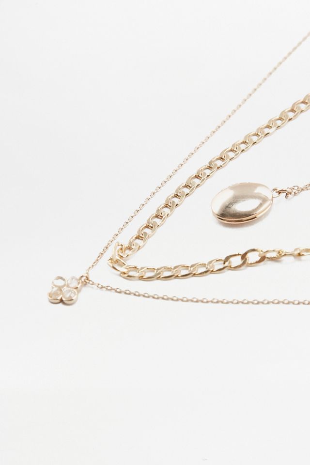 Collier multi-rangs avec chaîne épaisse et médaillon #1
