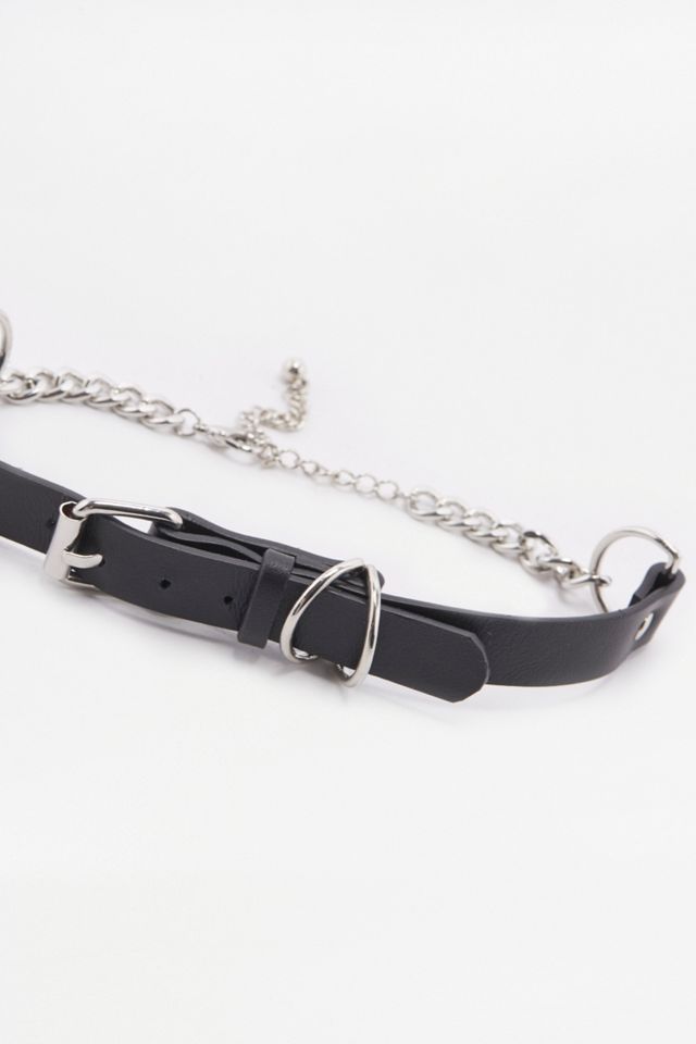 Chunky Leather and Chain Belt Choker Necklace #1