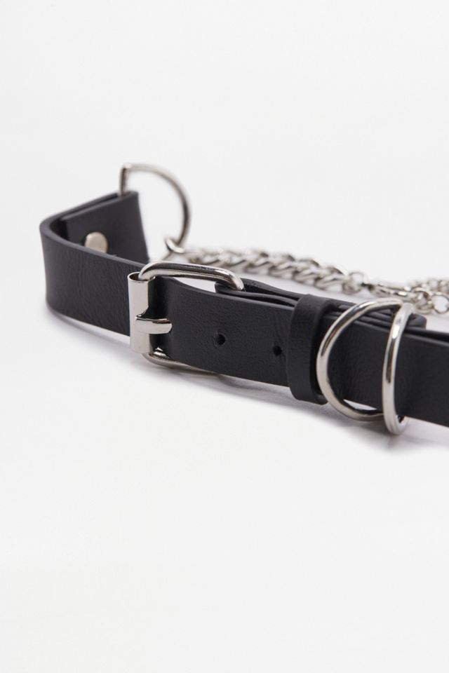Chunky Leather and Chain Belt Choker Necklace #2
