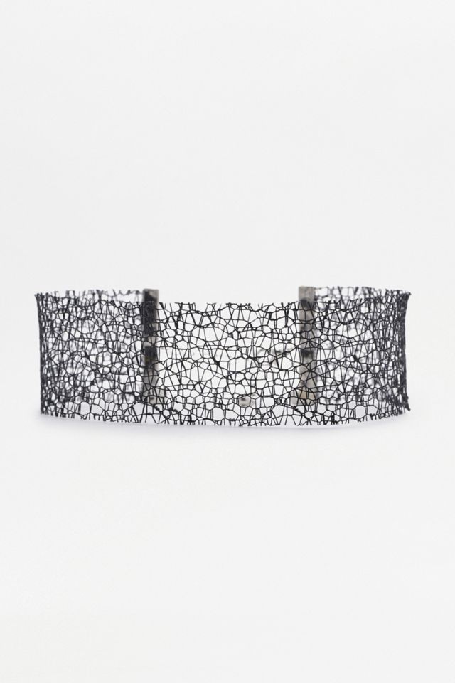 Wide Black Net Choker Necklace | Urban Outfitters UK