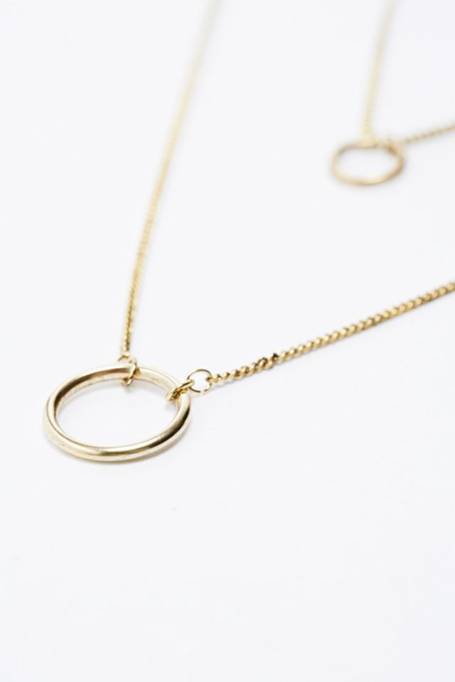 Double Circle Pendant Necklace in Gold | Urban Outfitters UK