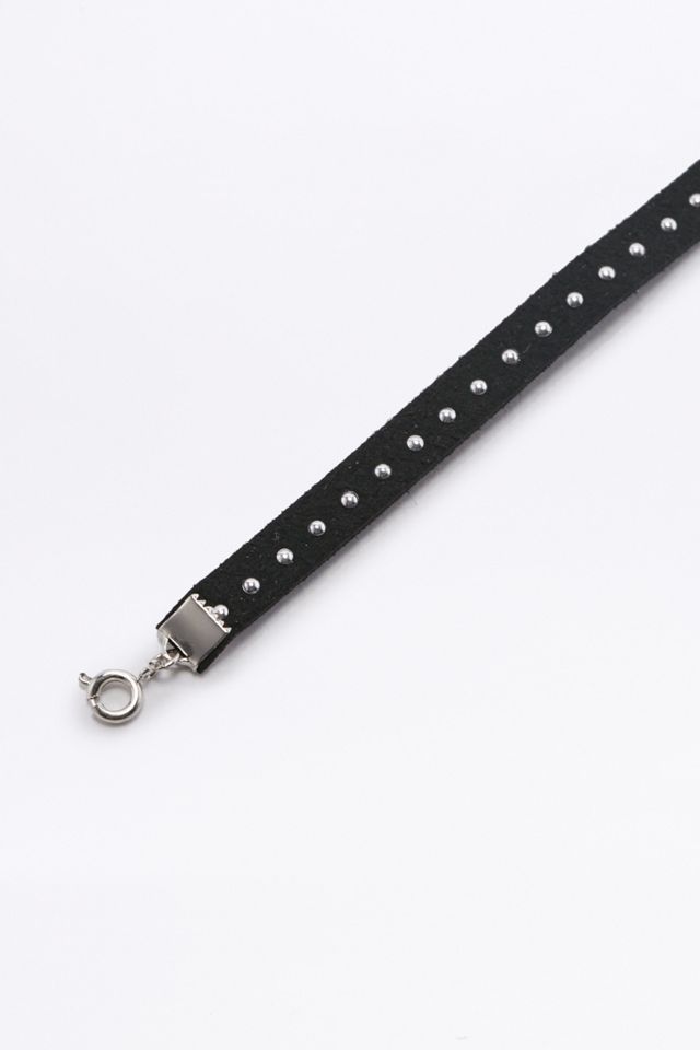 Black Studded Suede Choker Necklace #1