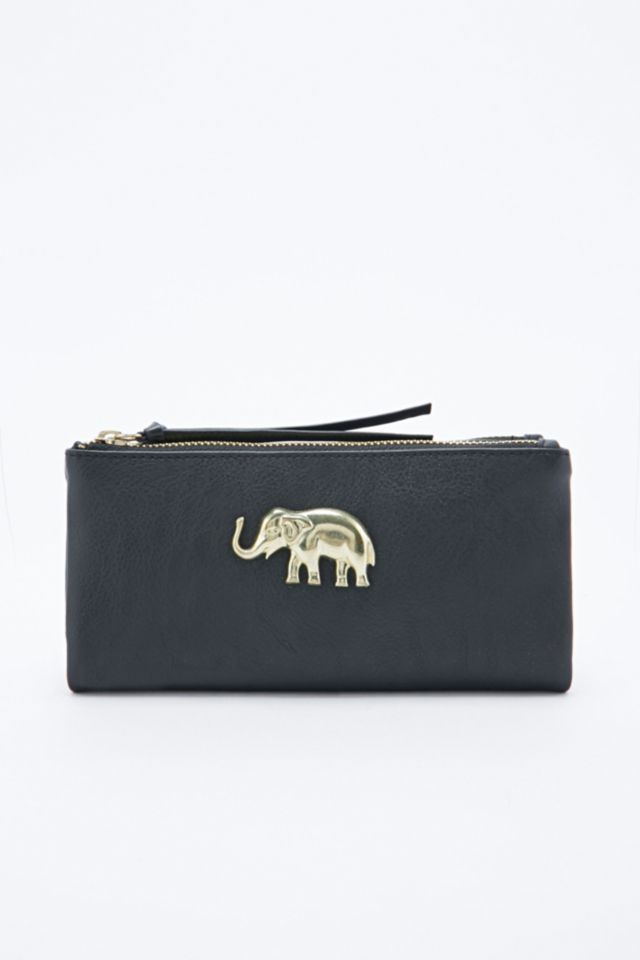 Ecote Elephant Double Zip Wallet in Black | Urban Outfitters UK