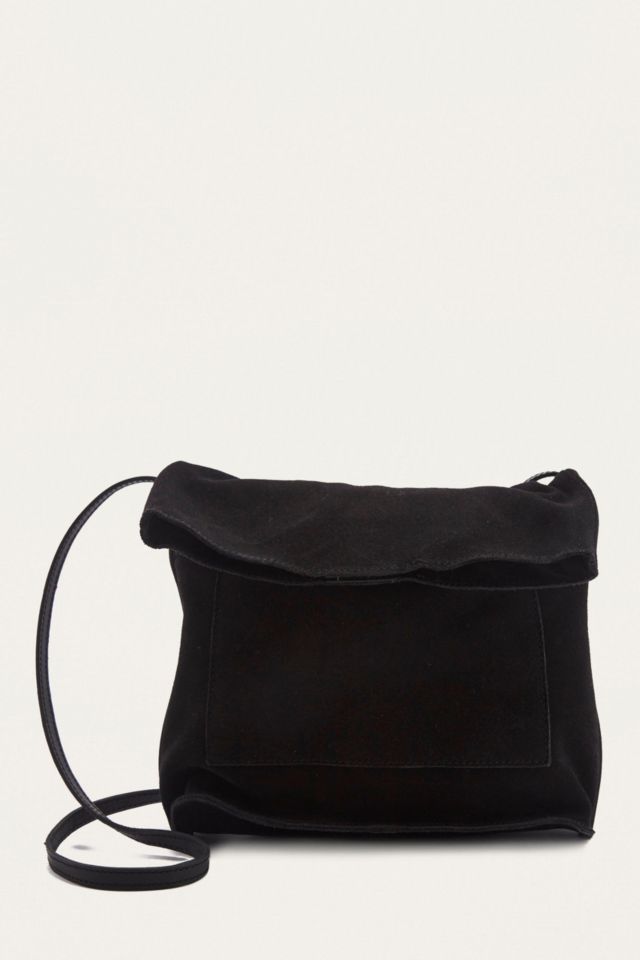 Black suede messenger outlet bag