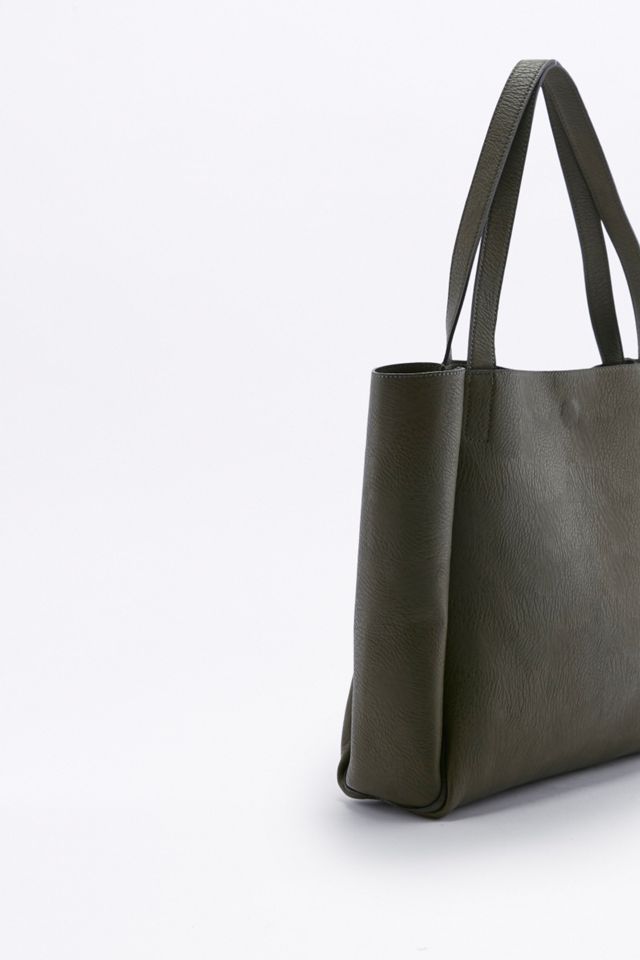 Modern Olive Vegan Leather Tote Bag #1