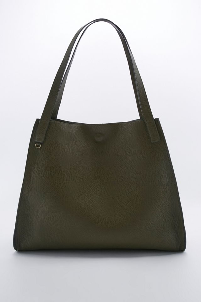 Modern Olive Vegan Leather Tote Bag #3