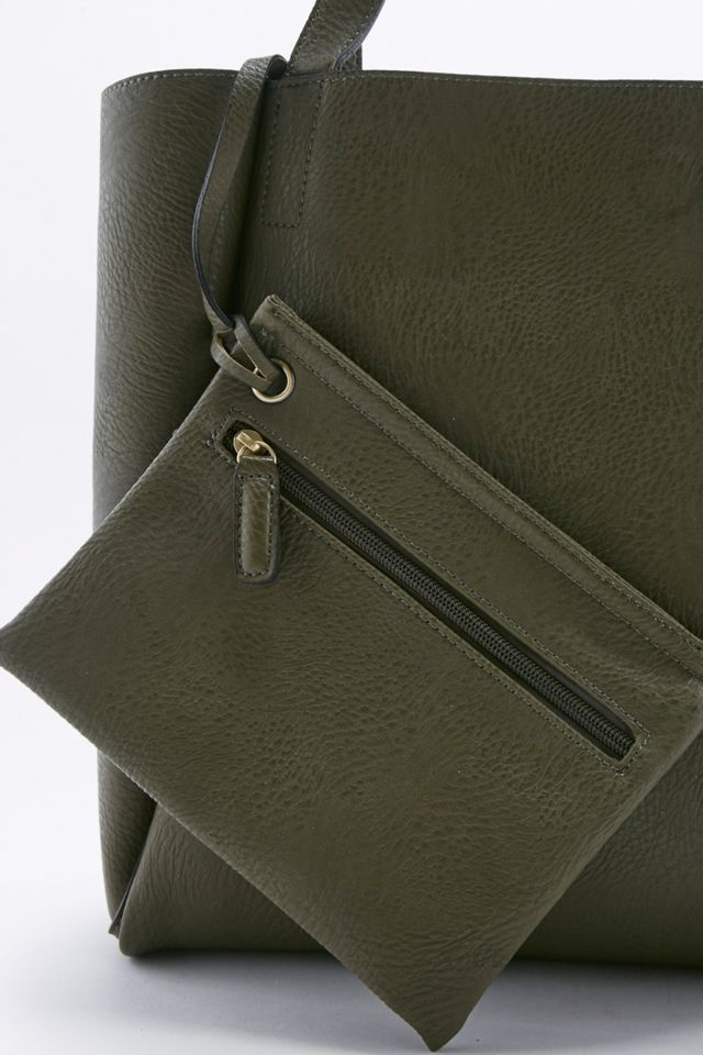 Modern Olive Vegan Leather Tote Bag #5