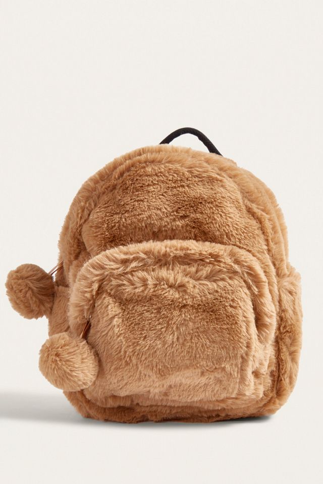 UO Mini Faux Fur Brown Backpack #1
