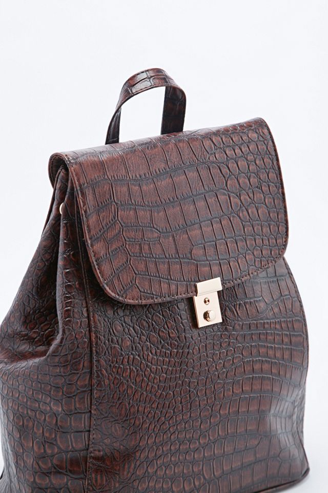 Deena & Ozzy - Sac à dos fauve imitation croco #1