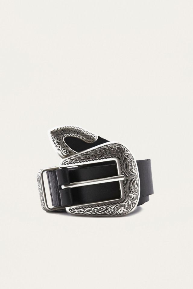 Black Leather Western Belt | Urban Outfitters UK