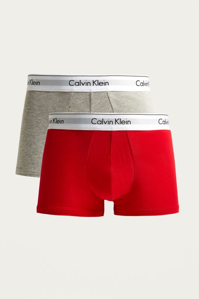 Calvin Klein Red and Grey Solid Boxer Trunks Pack | Urban Outfitters UK