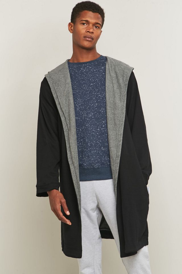 Bread & Boxers Black Hooded Thermal Robe | Urban Outfitters UK