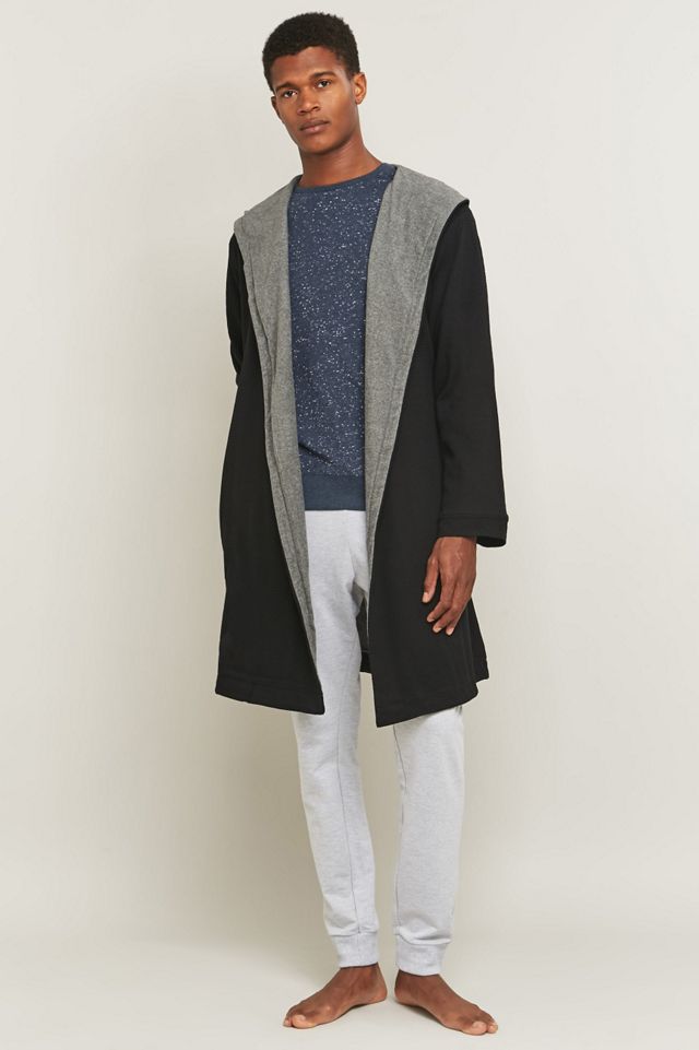 Bread & Boxers Black Hooded Thermal Robe | Urban Outfitters UK
