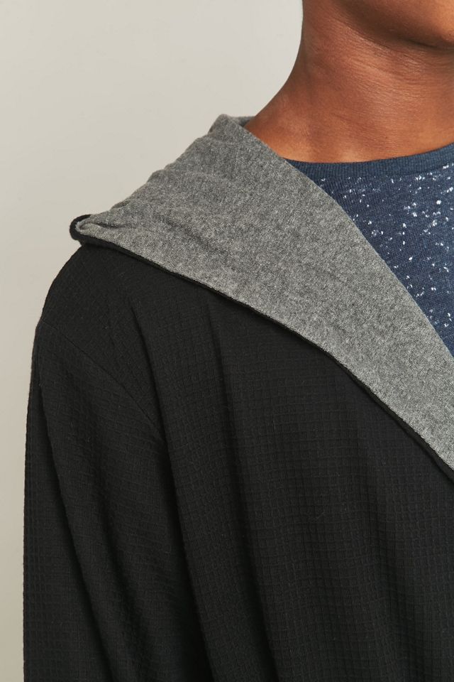 Bread & Boxers Black Hooded Thermal Robe | Urban Outfitters UK