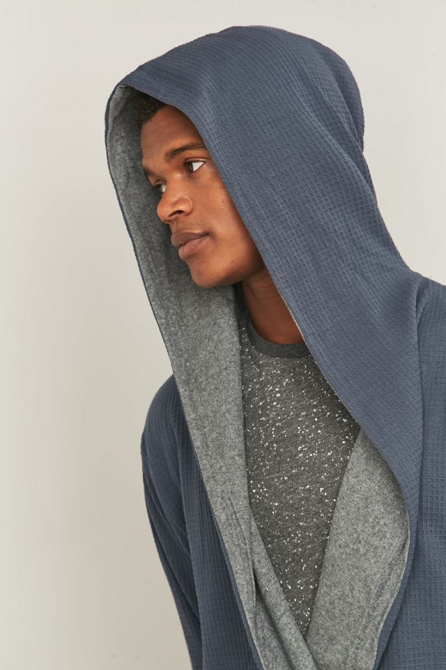 Bread & Boxers Navy Hooded Thermal Robe | Urban Outfitters UK