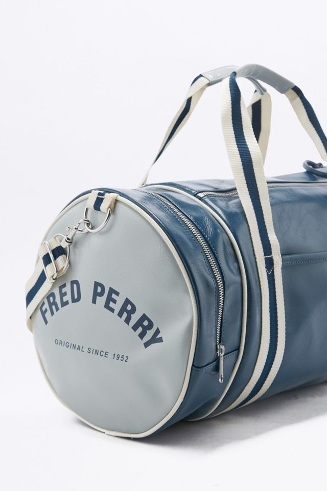 Fred Perry Classic Blue and Grey Barrel Bag #1