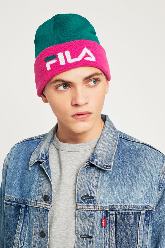 FILA Pink and Green Beanie #1