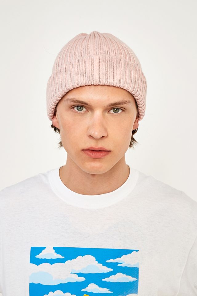 UO Light Pink Ribbed Beanie #1