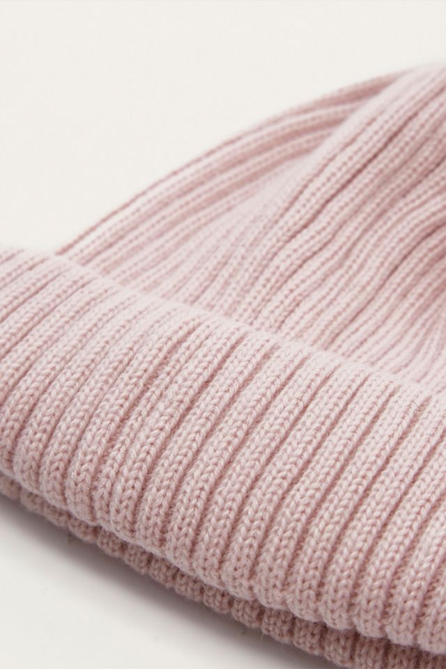UO Light Pink Ribbed Beanie #2