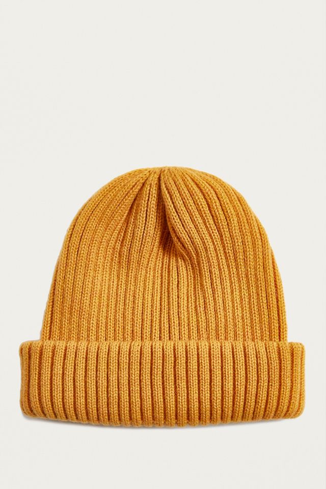 UO Mustard Ribbed Beanie #1
