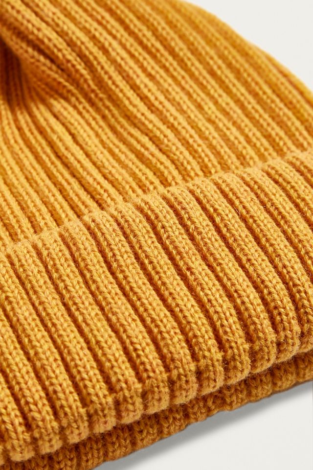 UO Mustard Ribbed Beanie #3