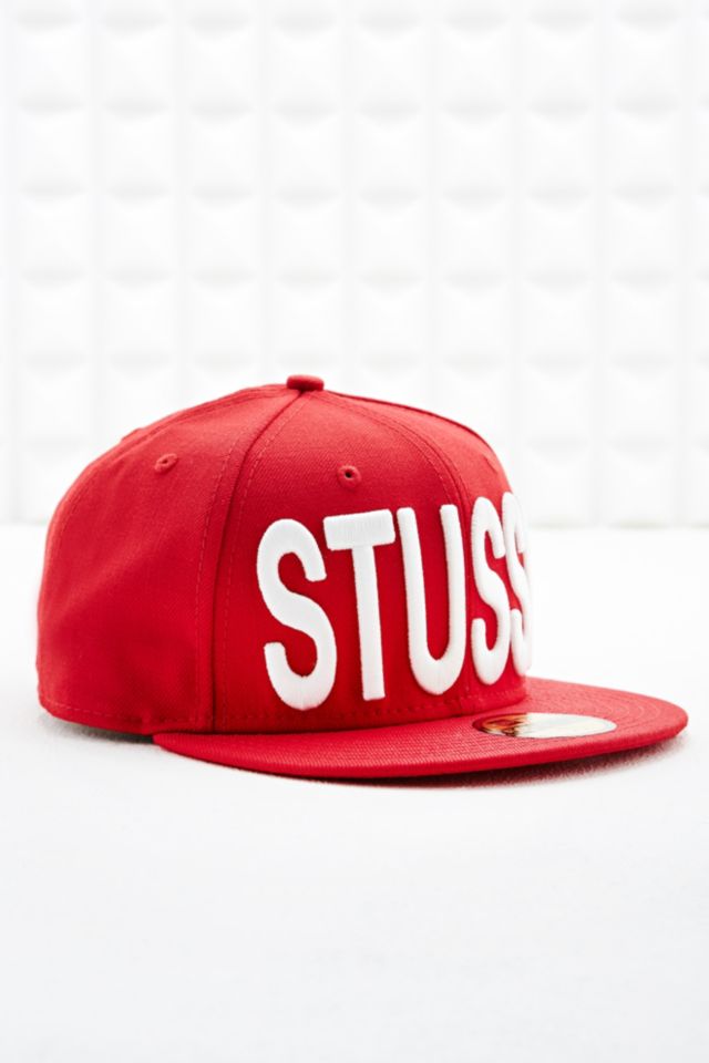 Stussy x New Era Big Snap Back Cap in Red | Urban Outfitters UK