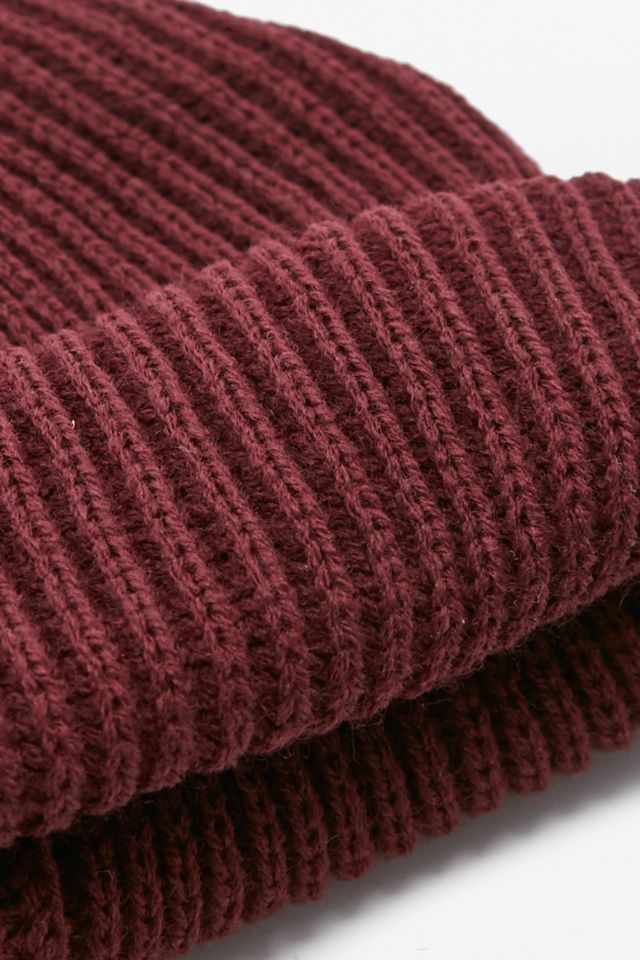Urban Outfitters Heavyweight Mini Roll Burgundy Beanie #1