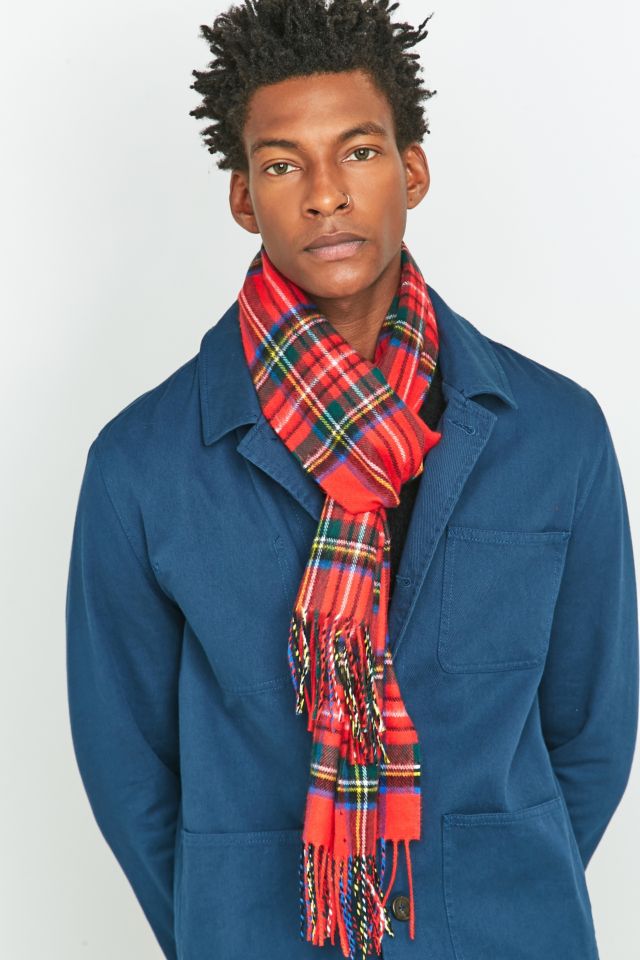 Mens red plaid sales scarf