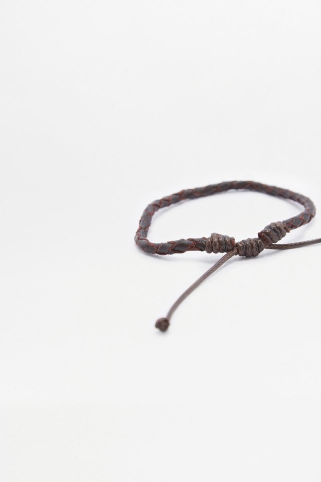 Icon Brand Brown Plaited Leather Bracelet #1