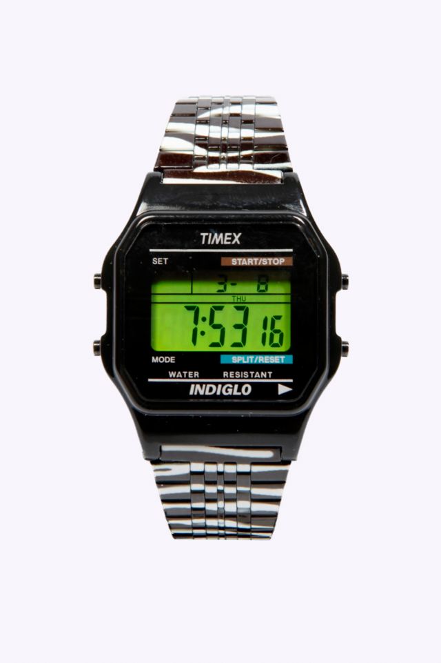Timex 80 Zebra Metal Digital Watch | Urban Outfitters UK