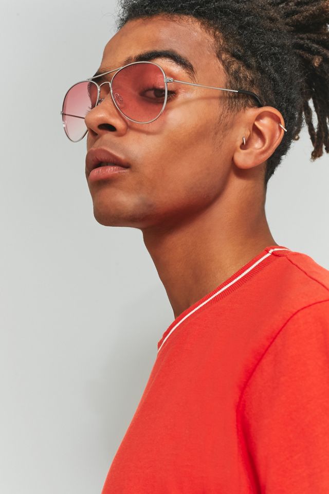 Lunettes de soleil aviateur à verres rose vif #1